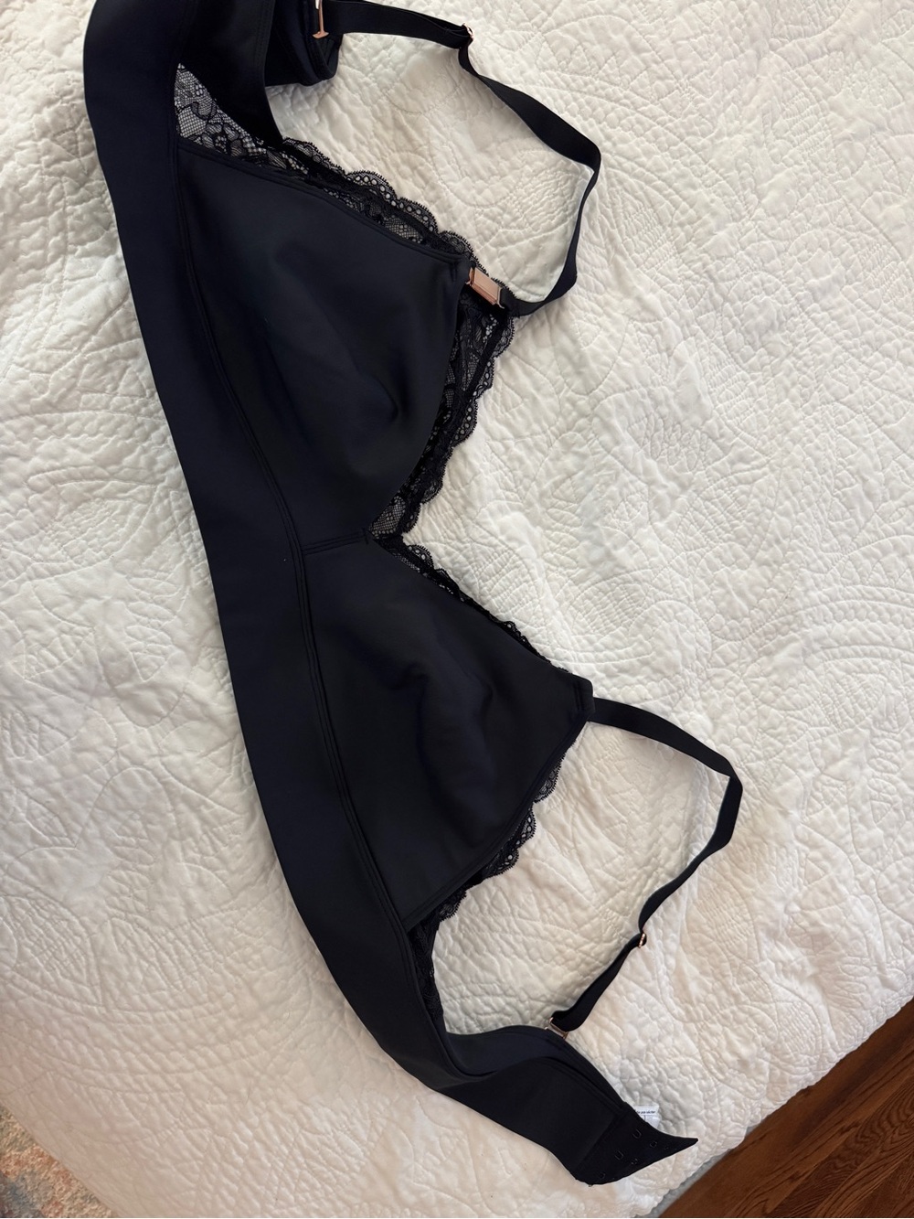 Black Lace-Trim Nursing Bra
